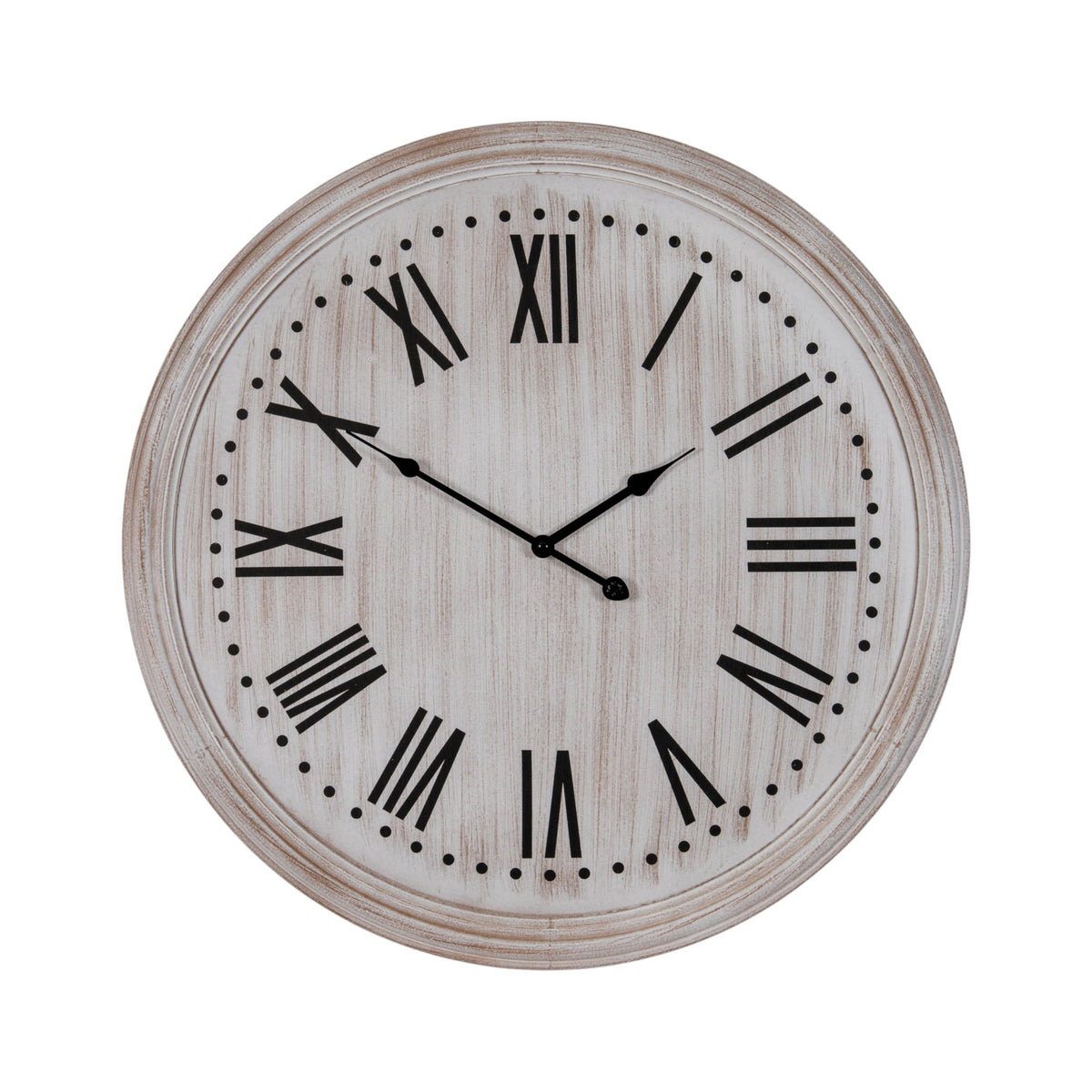 White Wash Clock With Black Numerals