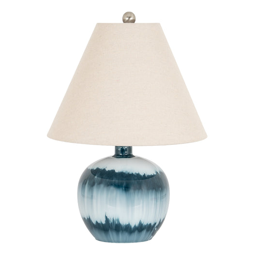 Ocean Shadows Squat  Table Lamp With Linen Shade