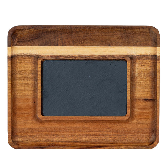 Acacia Serving Tray with Slate