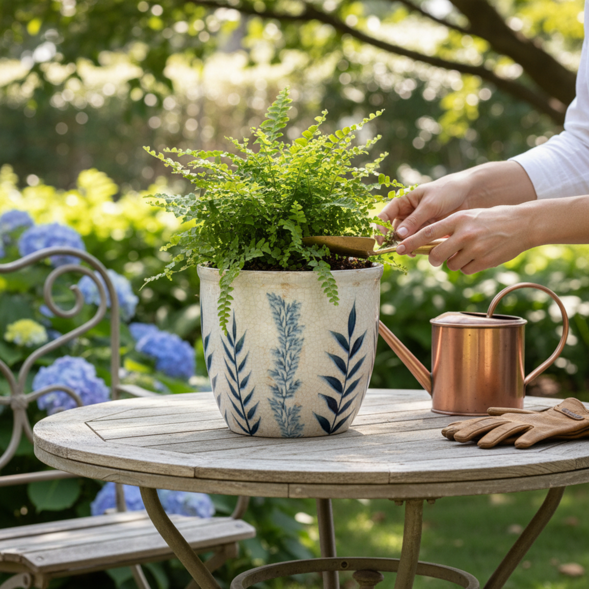 Small Blue Flora Planter Pot