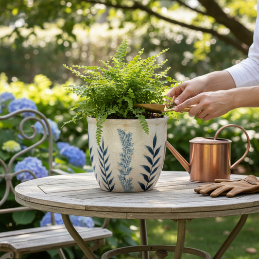 Small Blue Flora Planter Pot