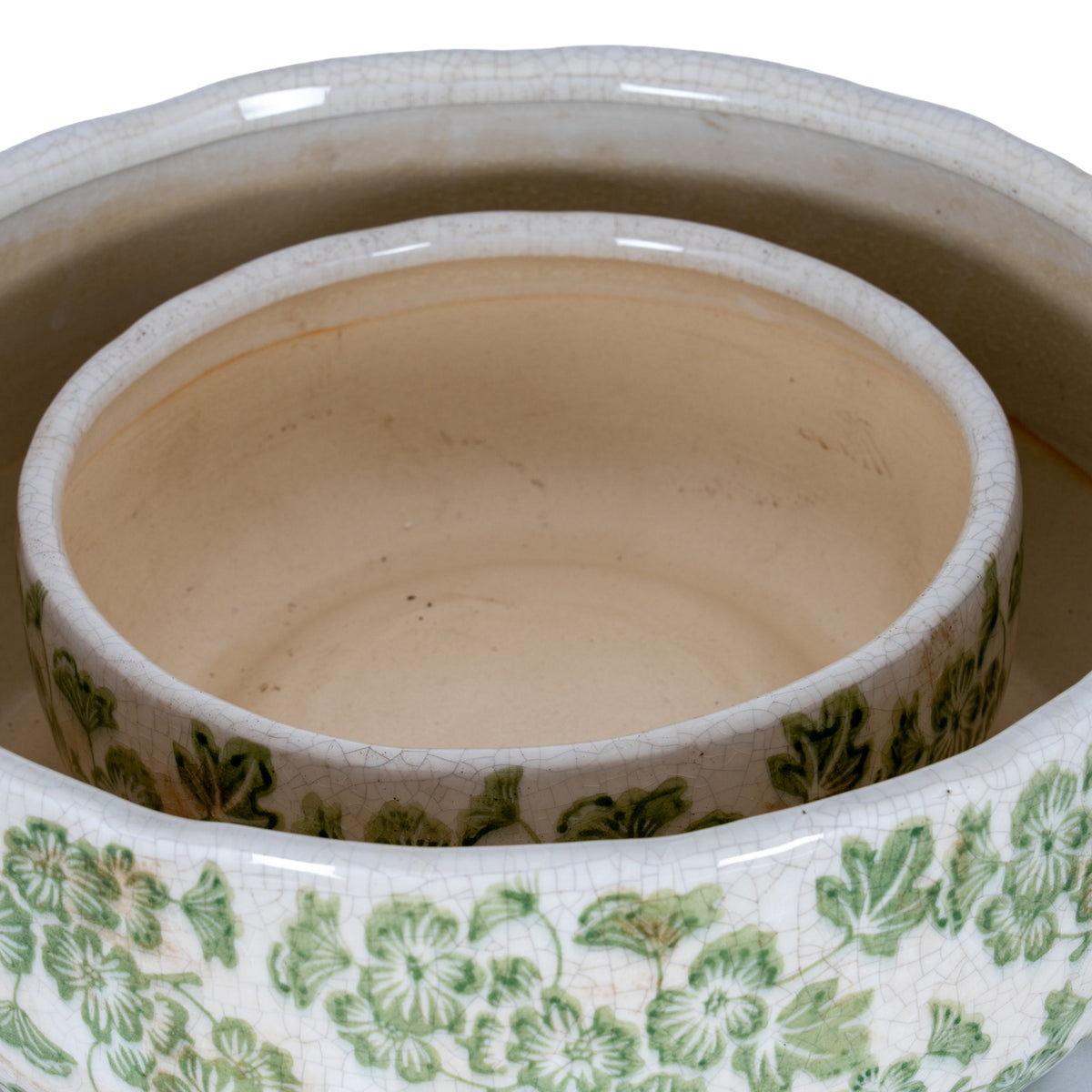 Small Green Clover Ceramic Bowl Pot