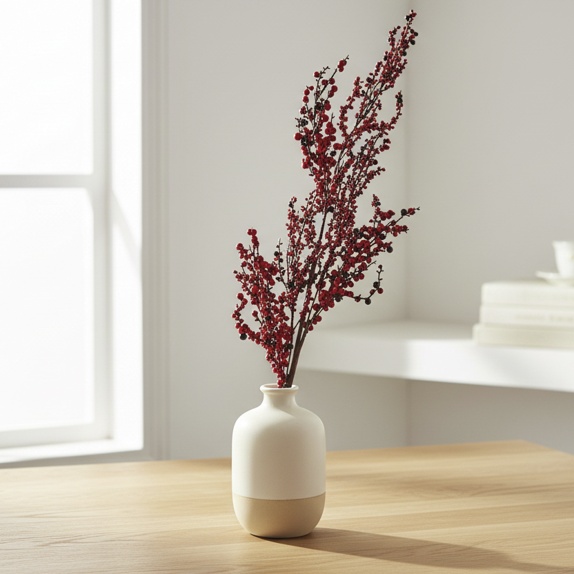 Large Winter Branch Spray With Red Berries Artificial Flower Stem