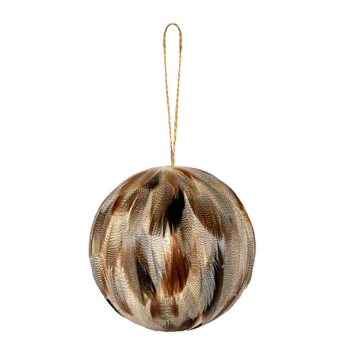 Large Fawn Feathered Bauble Christmas Hanging Decoration