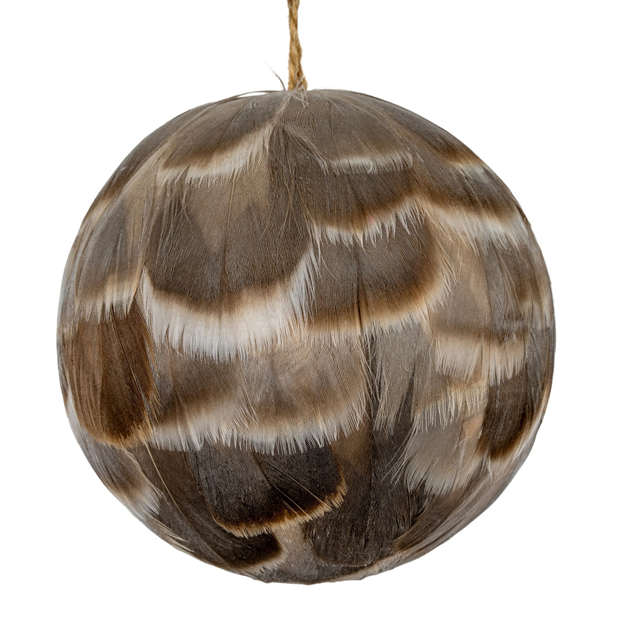 Medium Fawn Feathered Bauble Christmas Hanging Decoration