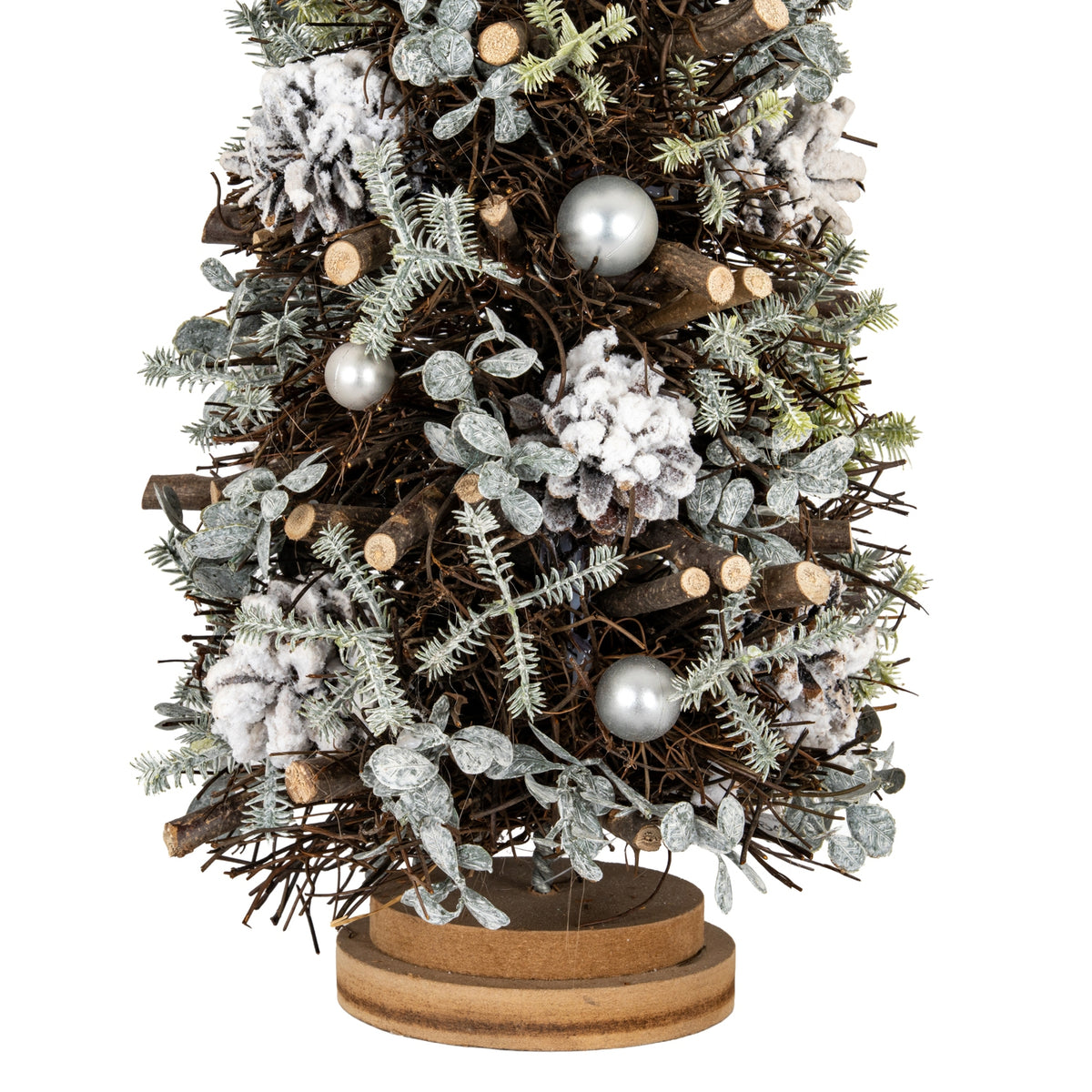 Large Frosted Forest Tree With Pinecones And Pearls