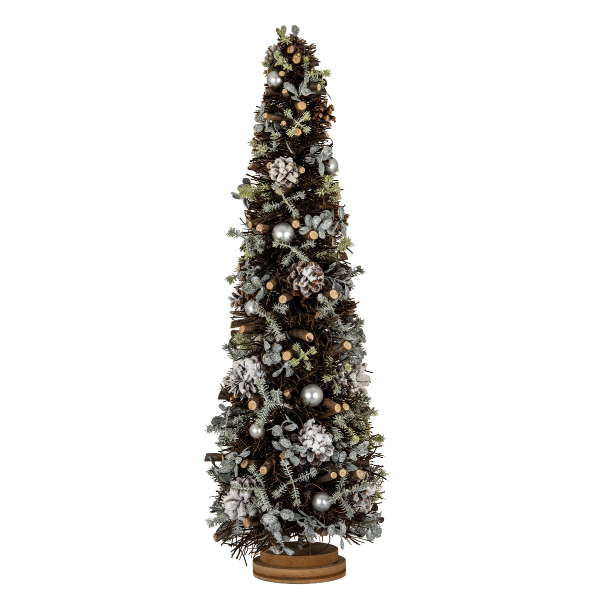 Large Frosted Forest Tree With Pinecones And Pearls