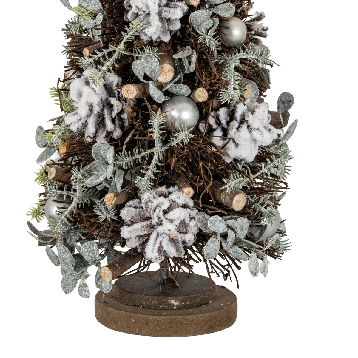 Medium Frosted Forest Tree With Pinecones And Pearls