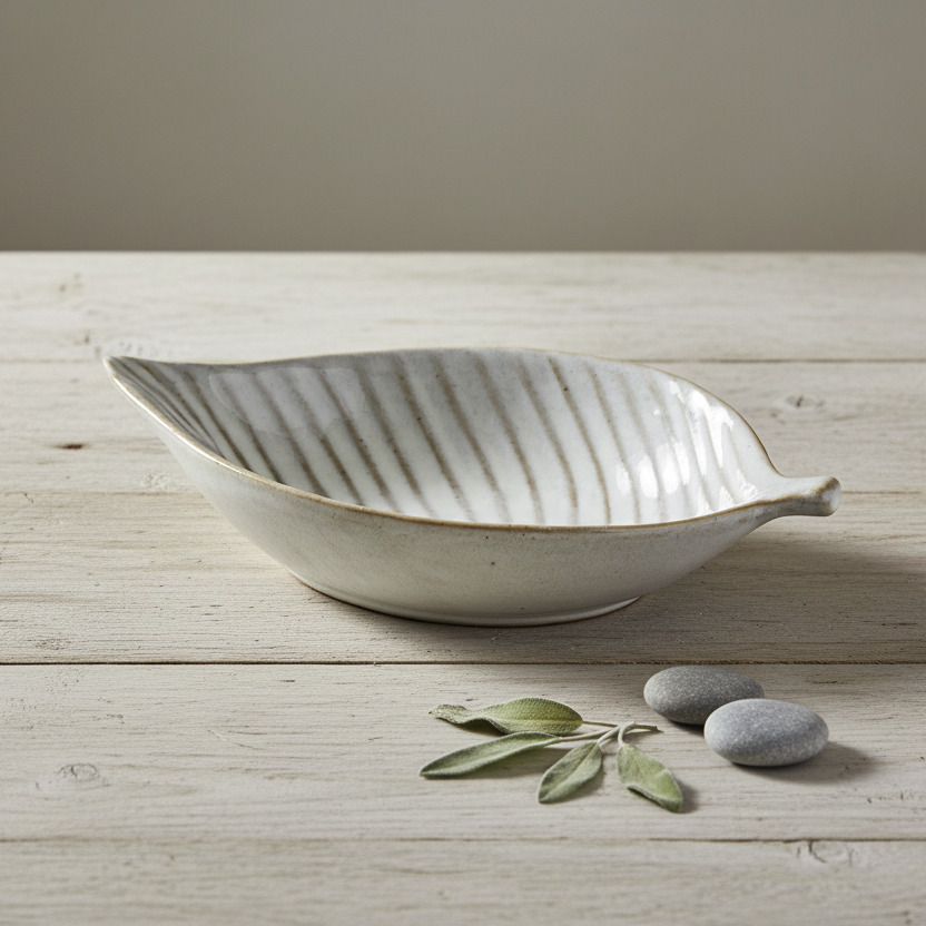 Alora Ceramic Elm Leaf Large Dish