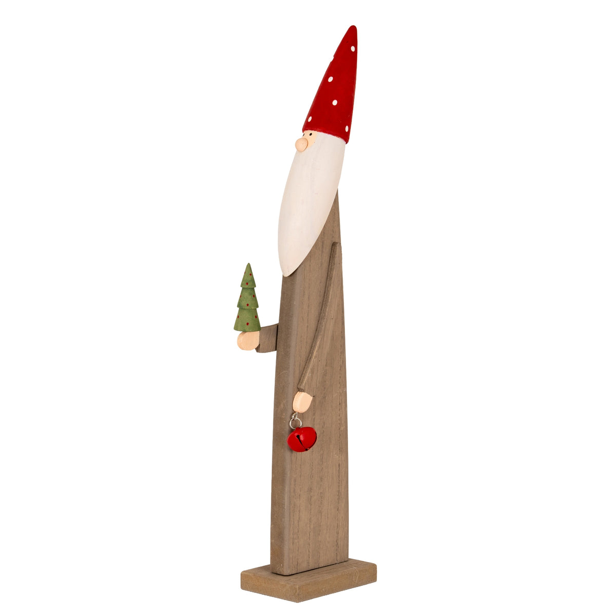 Wooden Festive Elf with Tree and Bell