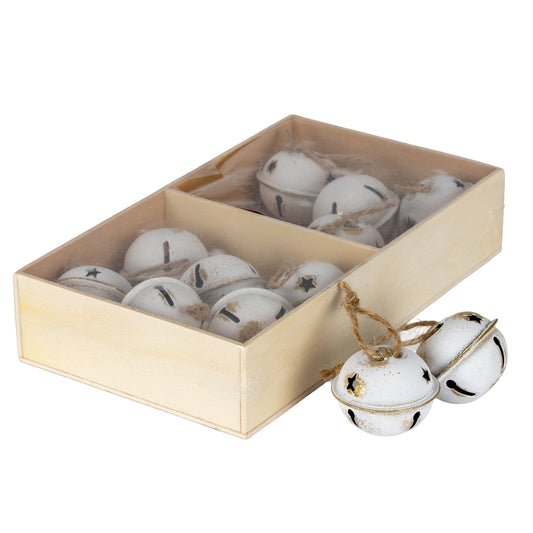 Twelve Metal Nordic Bells in Wooden Box