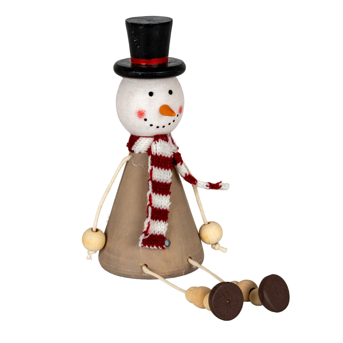 Wooden Jolly Sitting Snowman Decoration