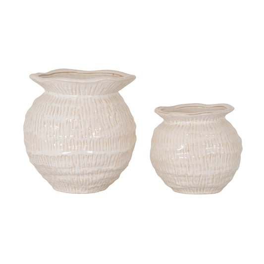 Wavy Rim Small Round Vase