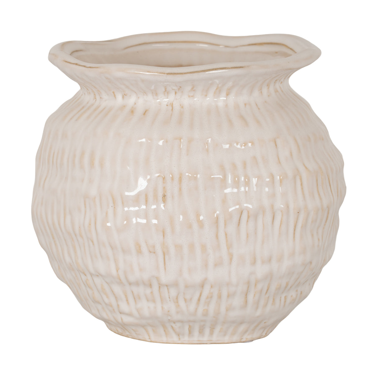 Wavy Rim Small Round Vase