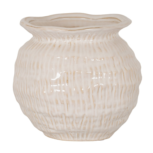 Wavy Rim Small Round Vase