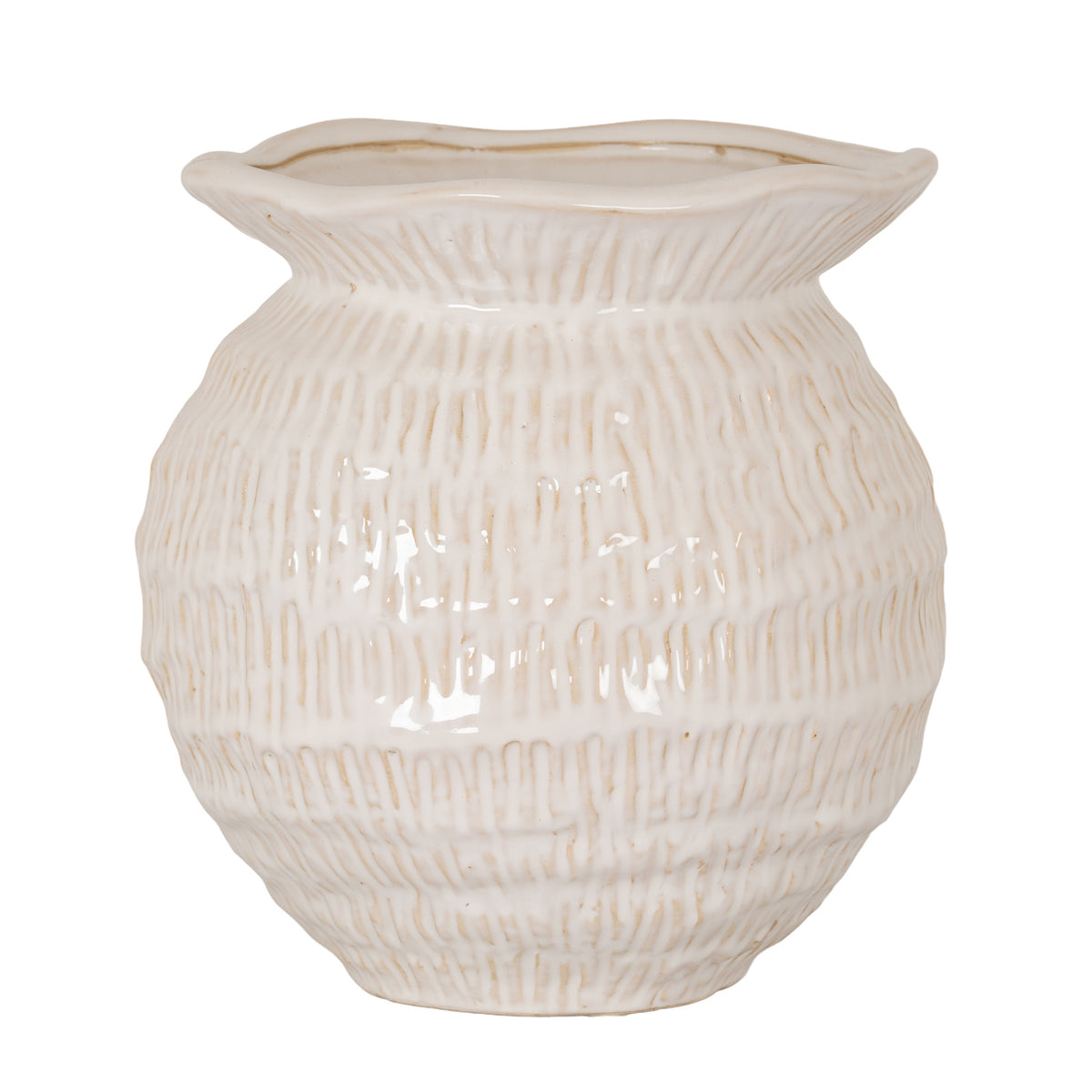 Wavy Rim Medium Round Vase