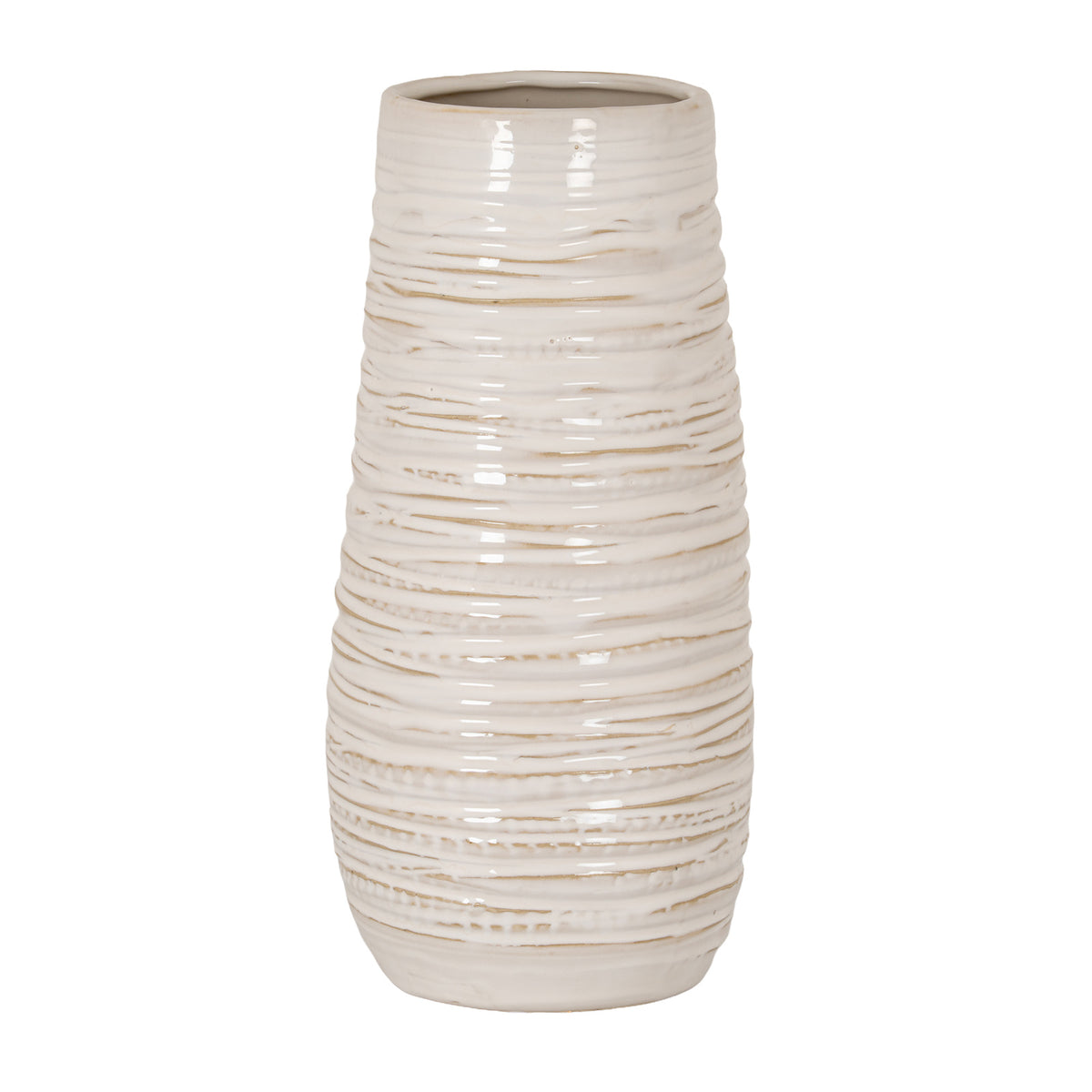 Medium Ribbed Ceramic Column Vase