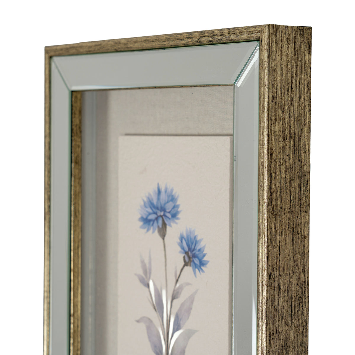 Rosalie Textured Paper Cornflower in Mirrored Frame