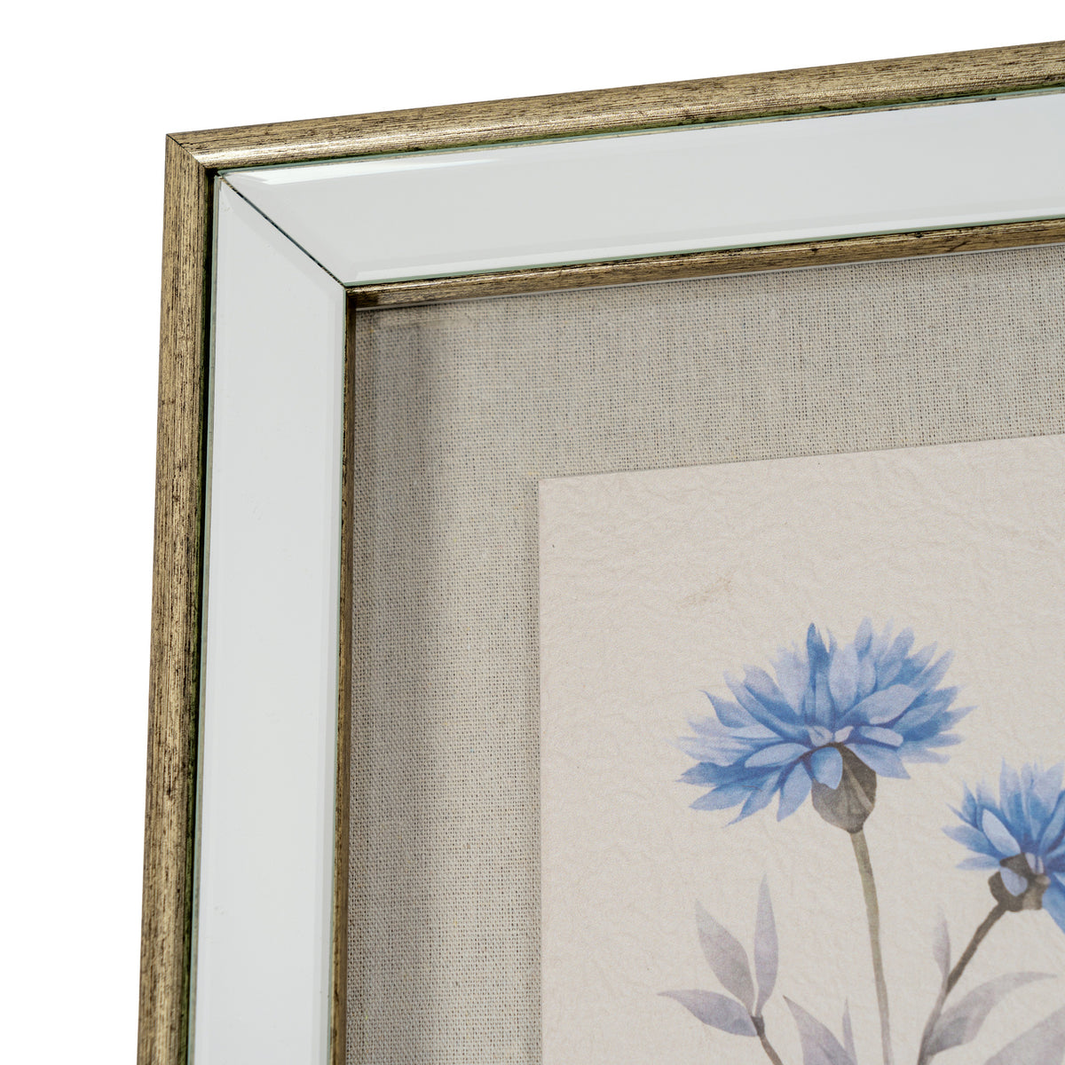 Rosalie Textured Paper Cornflower in Mirrored Frame