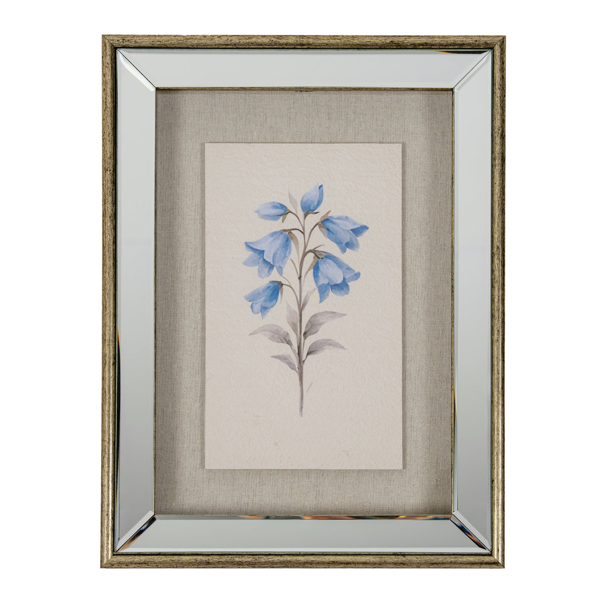 Rosalie Textured Paper Bluebell in Mirrored Frame
