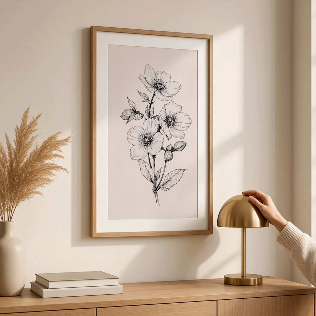Sketchbook Hellebore in Frame Decorative Home Accessory
