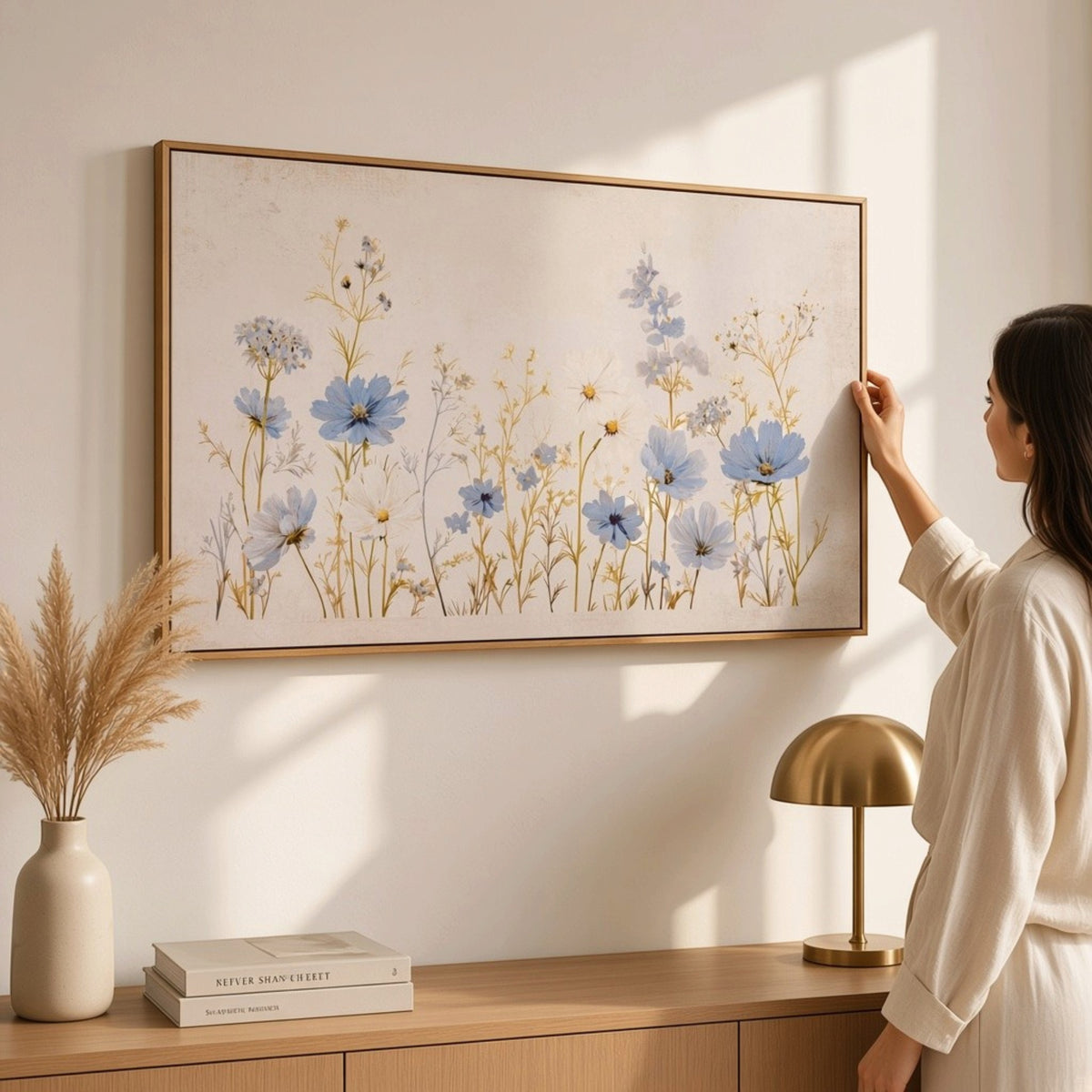 Wildflower Meadow Hand Painted Canvas in Frame