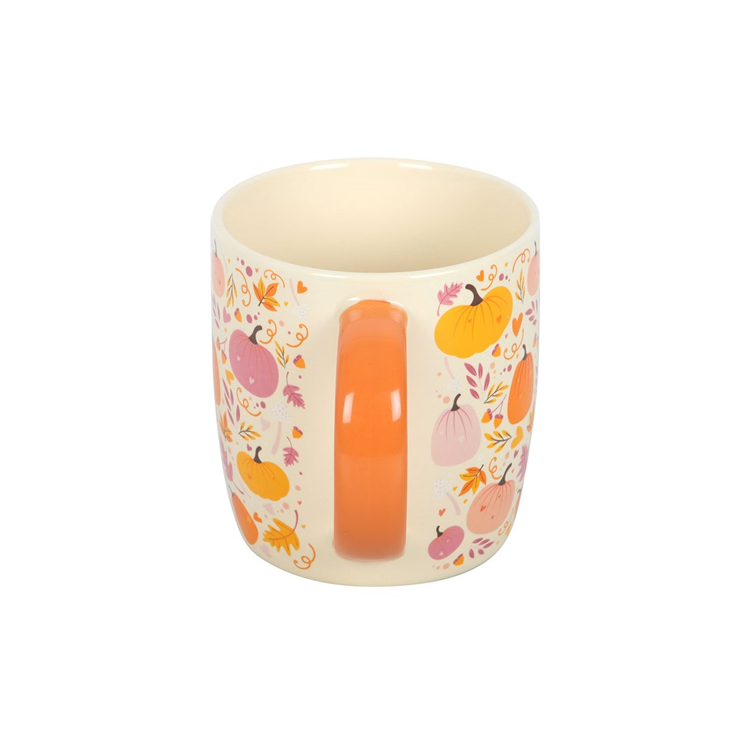 Pink and Orange Pumpkin Print Mug