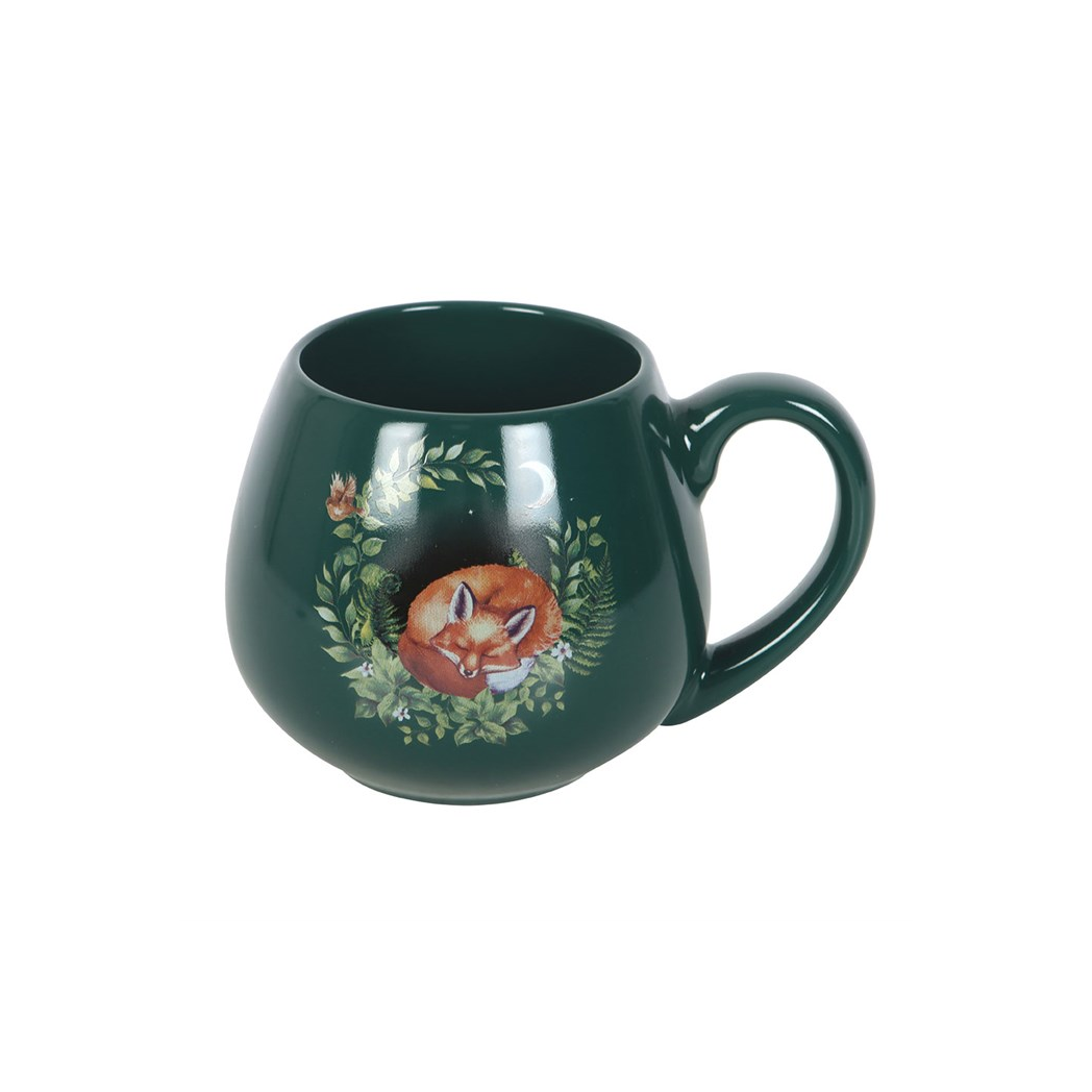 Green Sleeping Fox Rounded Mug
