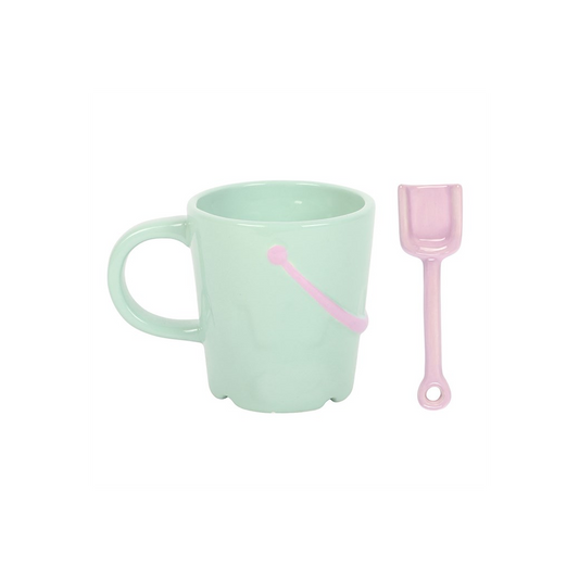 Pastel Bucket Mug with Spade Spoon