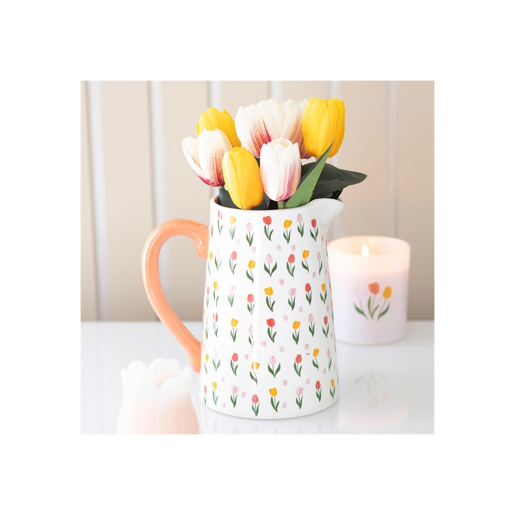 Tulip Print Ceramic Flower Jug