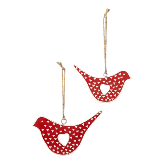 Hanging Red Bird With White Kerry Work 12.5X1X7cm