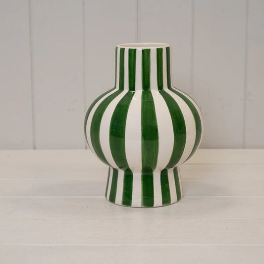 Green And White Ceramic Round Vase