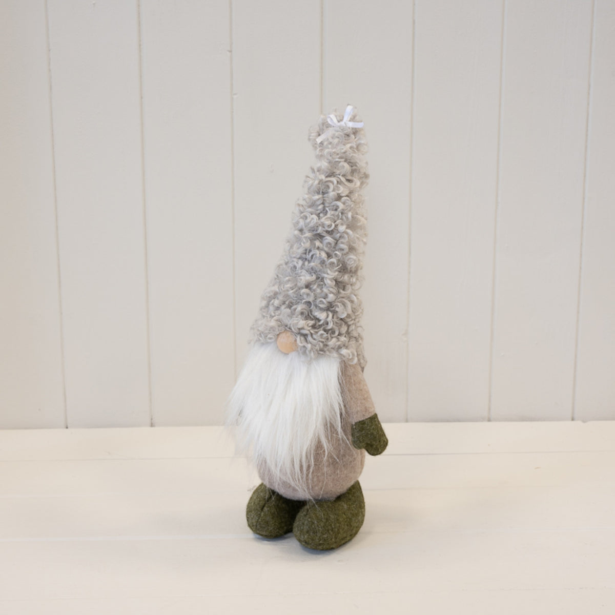 Green and Beige Fabric Gonk Christmas Ornament