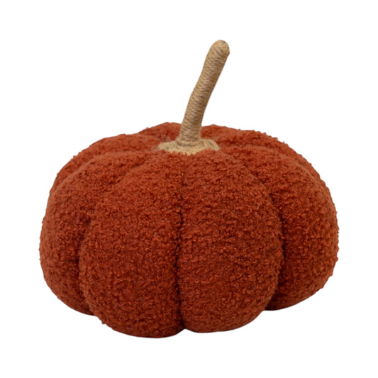 Large Orange Boucle Fabric Pumpkin Autumn Decoration