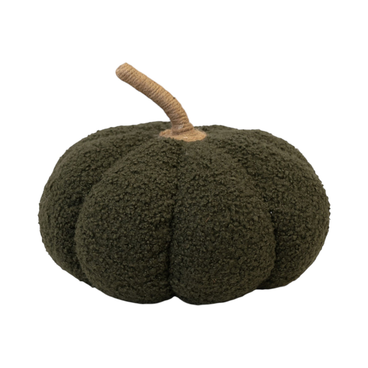 Large Green Boucle Fabric Pumpkin Autumn Decoration