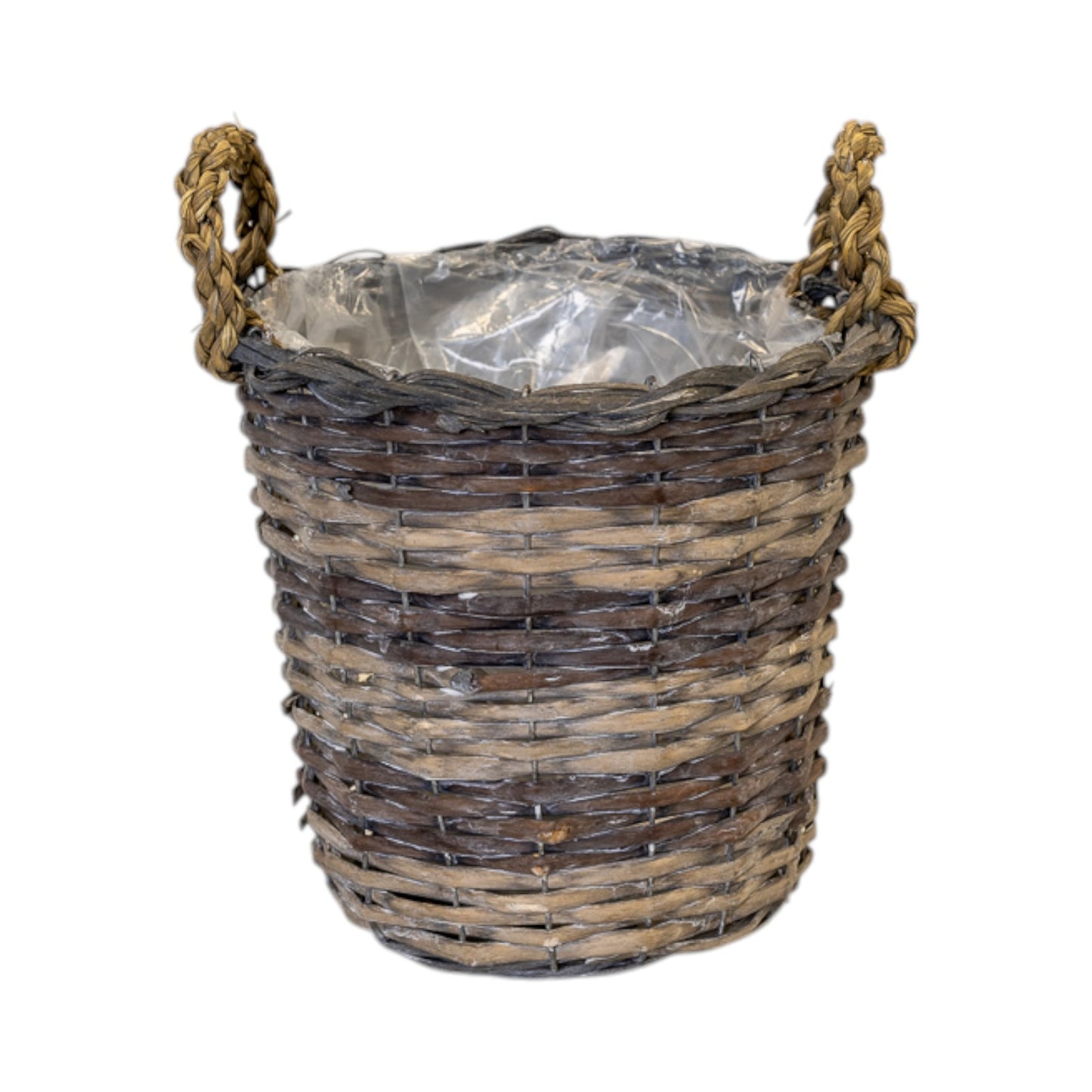 Peeled and Unpealed Split Willow Round Basket With Ears