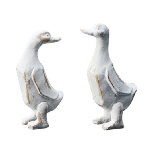 Mixed Whitewashed Wooden Ducks H12cm W7 D4.1