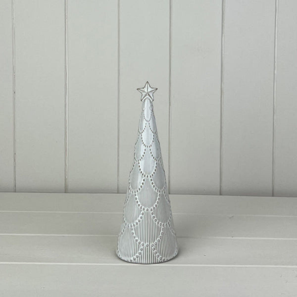 Glazed Ceramic Tree Ornament with Textured Detail