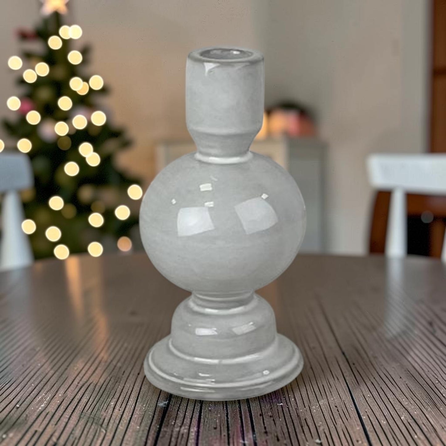 Textured Glazed Ceramic Candle Holder 15cm