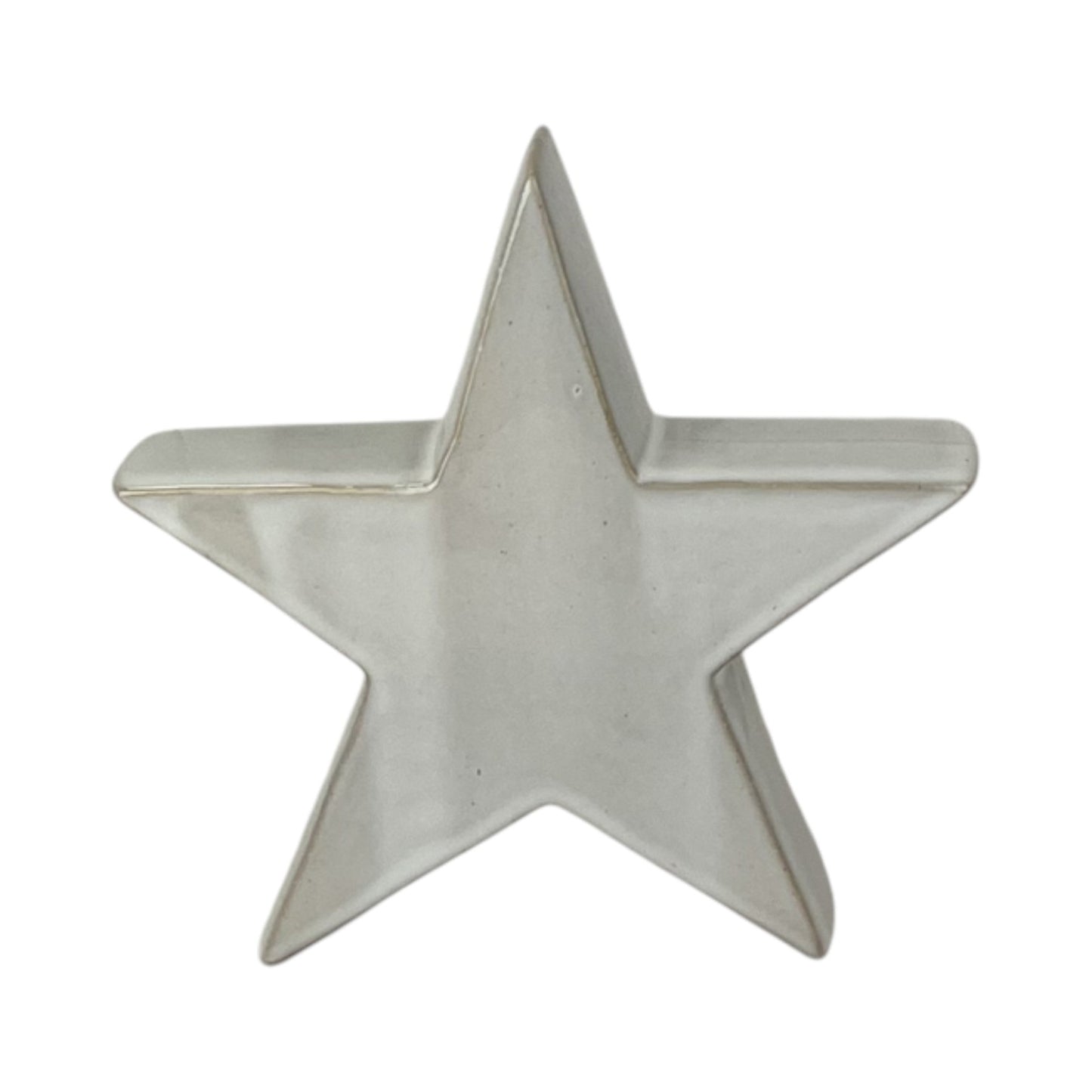Glazed Ceramic Star Ornament with Textured Detail