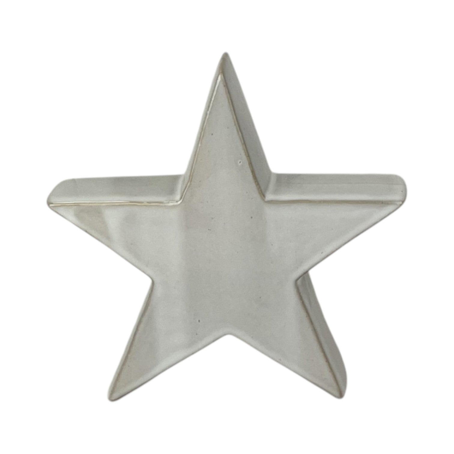 Glazed Ceramic Star Ornament with Textured Detail