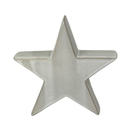 Glazed Ceramic Star Ornament with Textured Detail