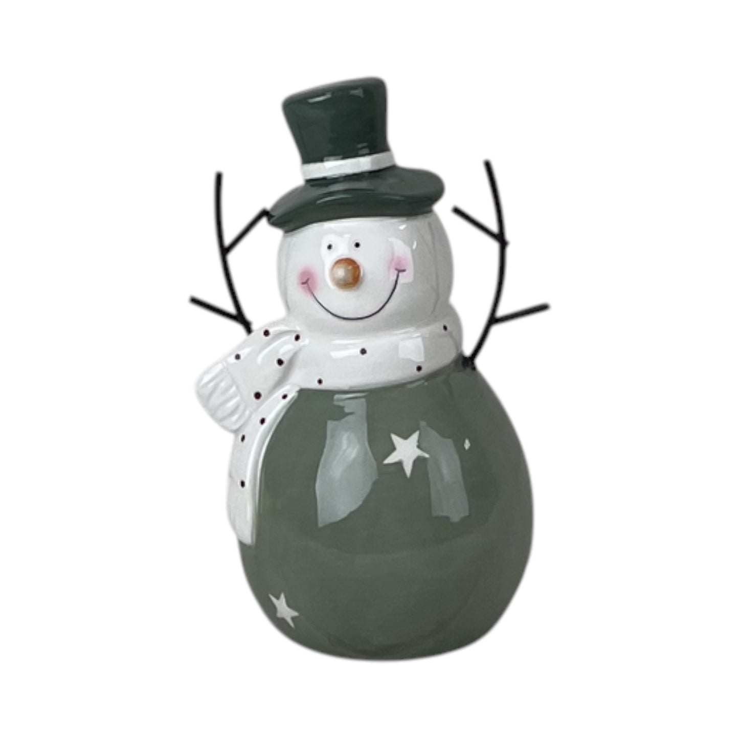 Light Green Ceramic Snowman Decoration 17cm