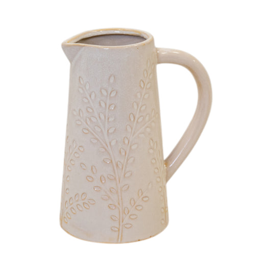 Large Natural Ceramic Olive Branch Jug 17cm