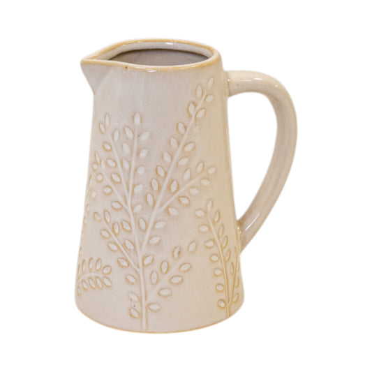 Small Natural Ceramic Olive Branch Jug 13cm