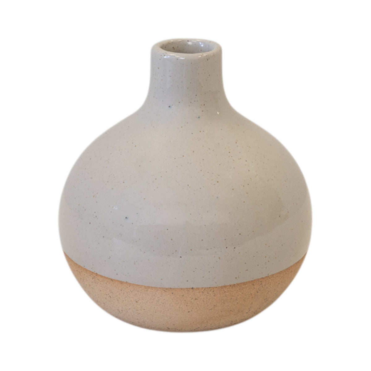 Taupe Ceramic Glazed Vase with Unglazed Detail