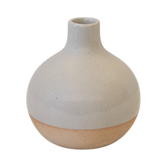 Taupe Ceramic Glazed Vase with Unglazed Detail