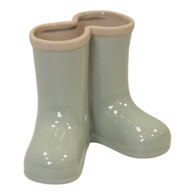 Sage Green Ceramic Wellingtons Vase Small 15.9cm x 12cm x 12.5cm