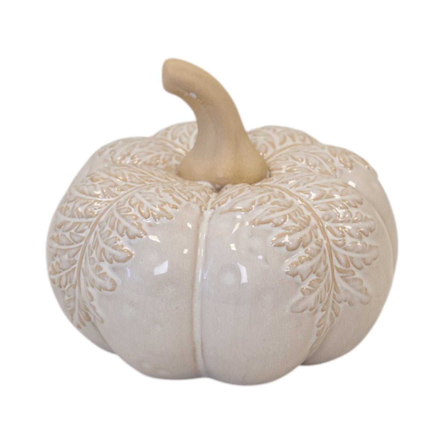 Large Natural Glazed Pumpkin with Oversized Leaves