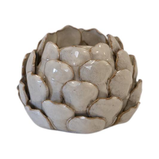 Natural Stoneglazed Artichoke Candle Holder